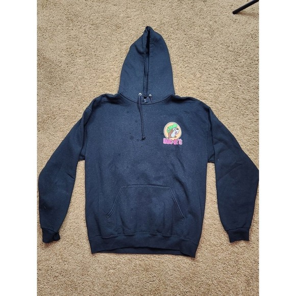 Buccees Tops - Bucees‎ Fleece Sweatshirt Hoodie Black Men's Size L Logo Neon 80's 90's bling